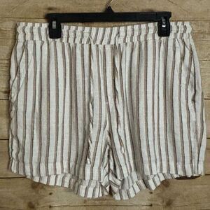OLD NAVY STRIPED PULL ON LINEN BLEND CASUAL EVERYDAY COASTAL SHORTS SIZE LARGE